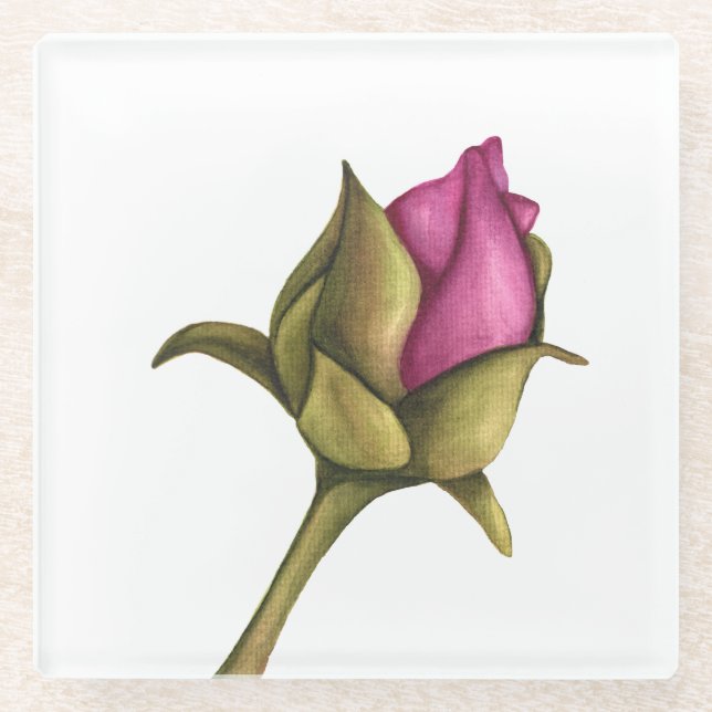 peony bud glass coaster (Front)