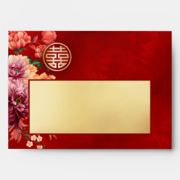 Peony Chinese Wedding Gold Red  Envelope