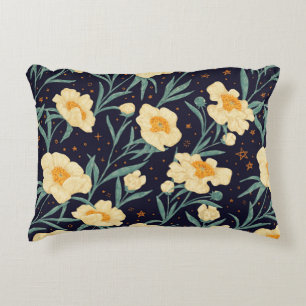 Peony Claire de Lune plants seamless pattern. Hand Decorative Cushion