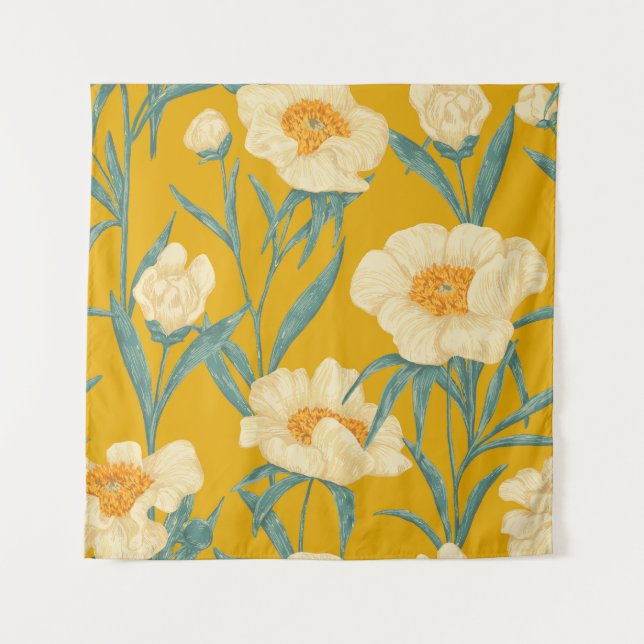 Peony Claire de Lune Vintage Tapestry (Front)