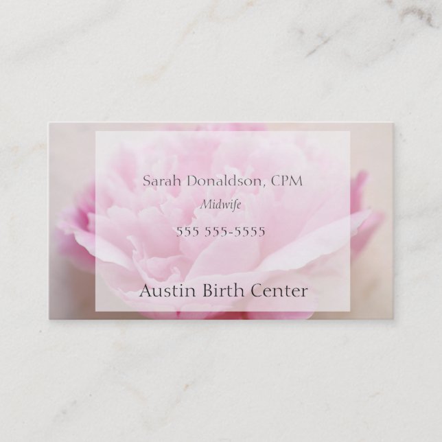 Peony closeup text box business card (Front)