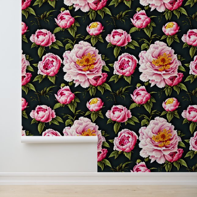 Peony country meadow flower seamless pattern wallpaper (Application)