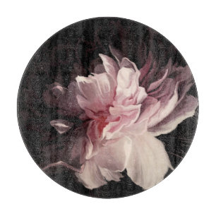 Peony Dark Wall: Painted Flower Design Cutting Board