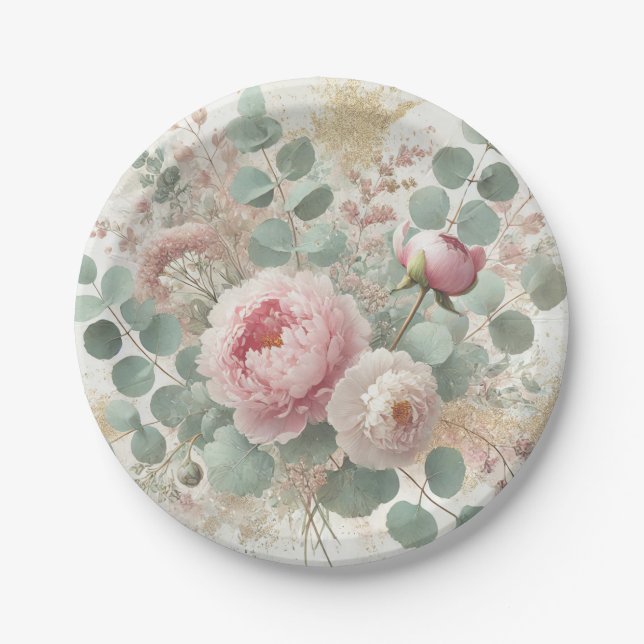 Peony Drama Paper & Party Plates (Front)