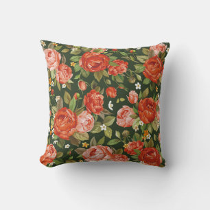 Peony Elegance: Graphic Floral Wallpaper. Cushion