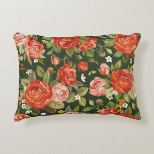 Peony Elegance: Graphic Floral Wallpaper. Decorative Cushion