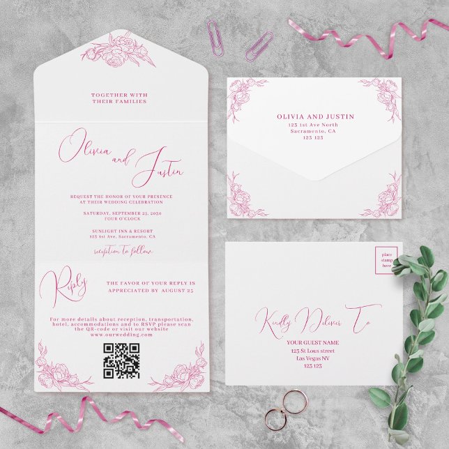 Peony Elegance Wedding All In One Invitation (Creator Uploaded)