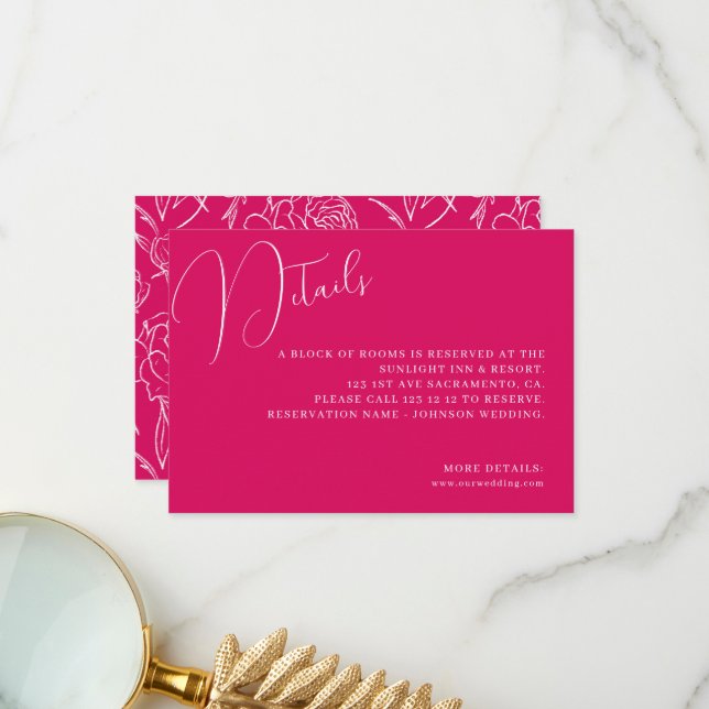 Peony Elegance Wedding Enclosure Card (Front/Back In Situ)