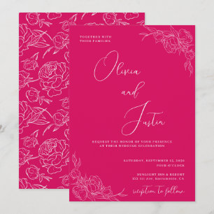 Peony Elegance Wedding Invitation