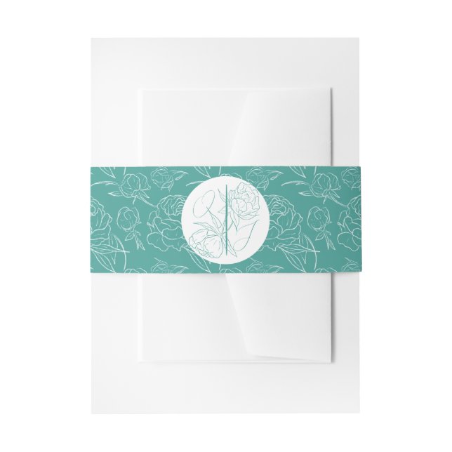 Peony Elegance Wedding Invitation Belly Band (Front Example)