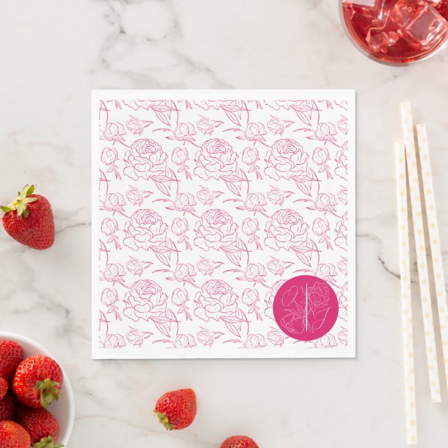 Peony Elegance Wedding Napkin (Insitu)