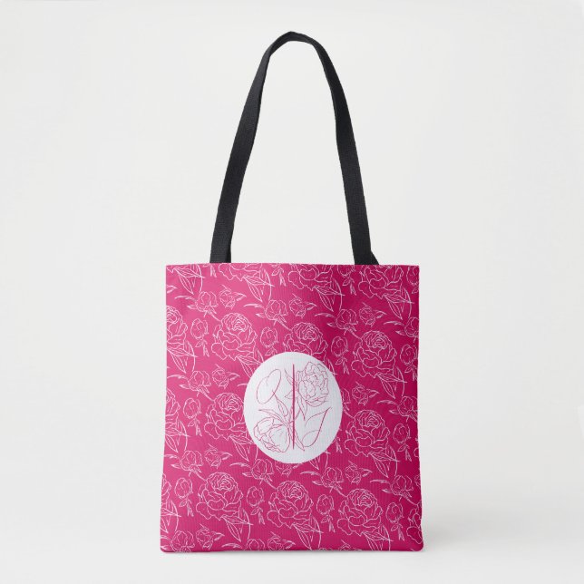 Peony Elegance Wedding Tote Bag (Front)