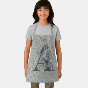Peony Elegant Monogram Initial A Personalised Apron