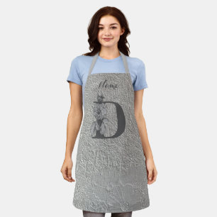 Peony Elegant Monogram Initial D Personalised Apron