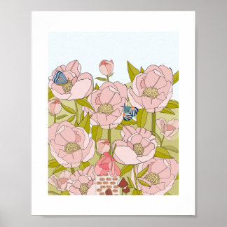 Peony Fairy House art print