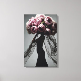 Peony Fashion Portrait Canvas Print
