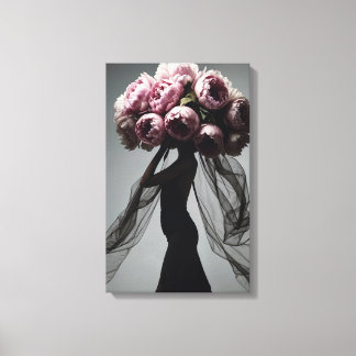 Peony Fashion Portrait  Canvas Print