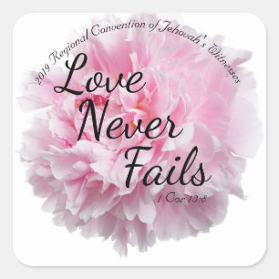 Peony Floral 2019 JW CONVENTION "Love Never Fails" Square Sticker