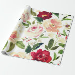 Peony floral Burgundy Pattern Antique Weddings Wrapping Paper<br><div class="desc">Peony flowers watercolor pattern. Asian influence. Burgundy and pink botanical,  nature flowers wrapping paper. Weddings,  bridal shower.</div>