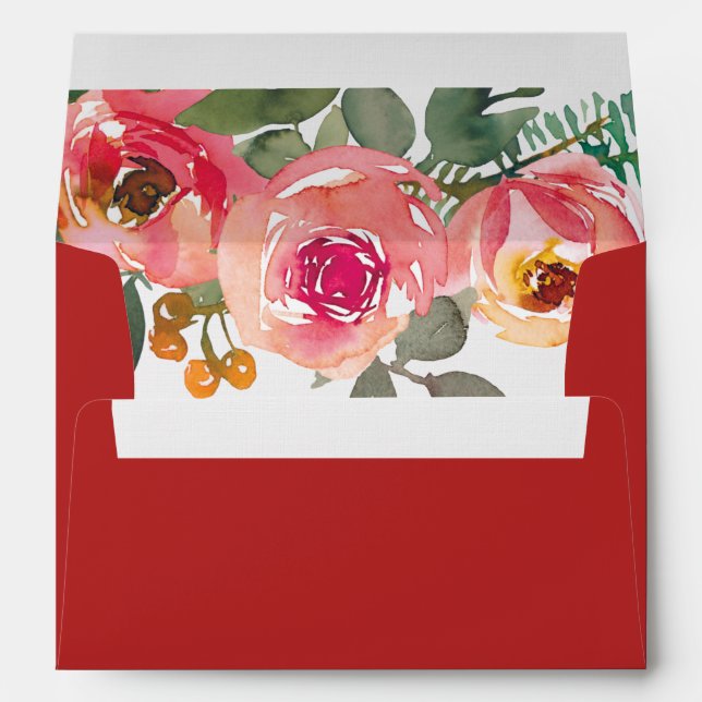 Peony floral Chinese wedding tea ceremony red Envelope (Back (Bottom))