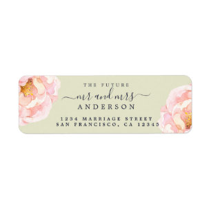 Peony Floral Future Mr Mrs Wedding Return Address