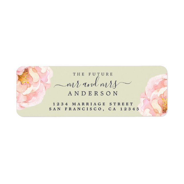 Peony Floral Future Mr Mrs Wedding Return Address (Front)