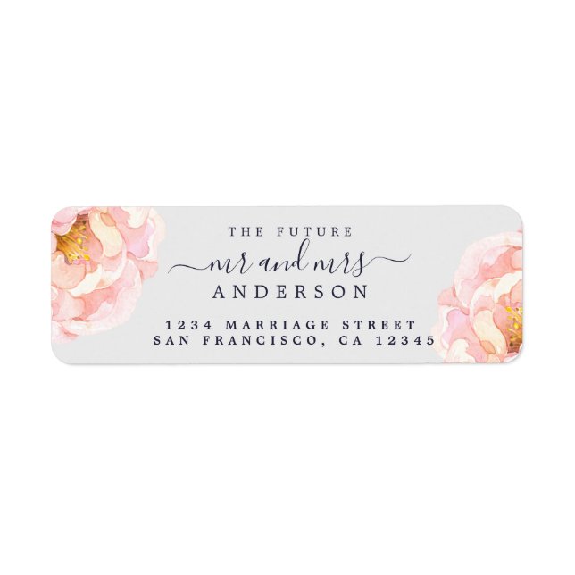 Peony Floral Future Mr Mrs Wedding Return Address (Front)