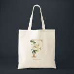 Peony Floral Letter F Gold Monogram Bridesmaid Tote Bag<br><div class="desc">Floral letter F monogram tote bag features watercolor floral bouquet of white peonies and greenery accent and faux gold foil letter. This letter F floral bridesmaid monogram tote bag is perfect for weddings,  showers,  birthdays and so much more. Personalise by adding names or a short phrase.</div>