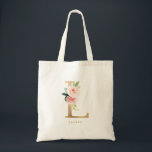 Peony Floral Letter L Gold Monogram Bridesmaid Tote Bag<br><div class="desc">Floral letter L monogram tote bag features watercolor floral bouquet of white peonies and greenery accent and faux gold foil letter. This letter L floral bridesmaid monogram tote bag is perfect for weddings,  showers,  birthdays and so much more. Personalise by adding names or a short phrase.</div>