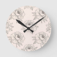 Peony Floral Line Art Pattern Soft