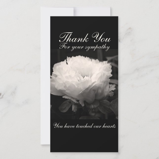 Peony Floral Photo Sympathy Thank You Photo Card (Front)