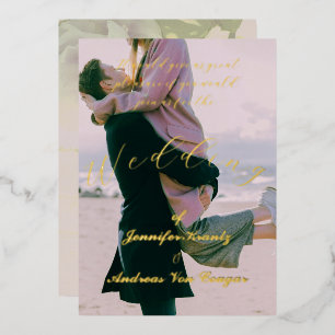 Peony Floral Photo Wedding  Foil Invitation