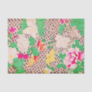 Peony Floral Print Vintage Japanese Retro Pattern Tissue Paper