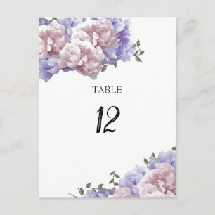 Peony Floral Table Seating Number Card