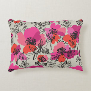 Peony Floral Vintage Seamless Pattern. Decorative Cushion
