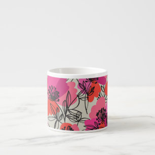 Peony Floral Vintage Seamless Pattern. Espresso Cup