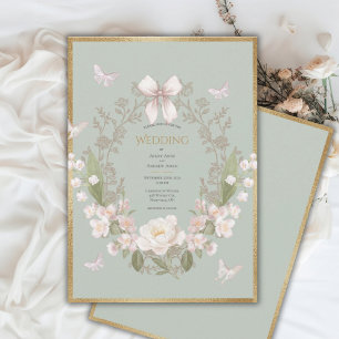 Peony Floral Vintage Wedding Invitation