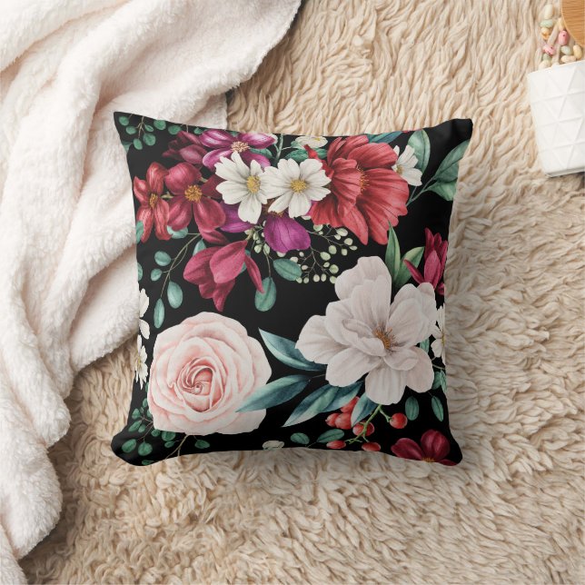 Peony Floral Watercolor Throw Pillows (Blanket)