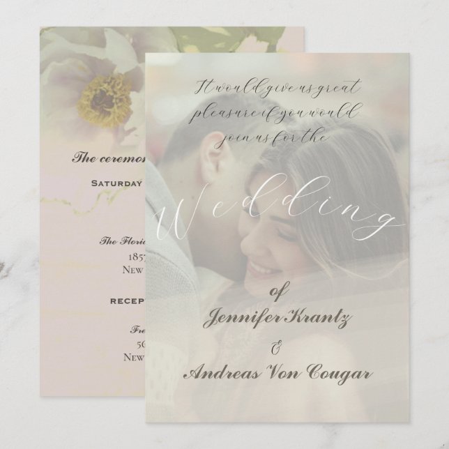 Peony Floral Wedding & Photo Invite (Front/Back)