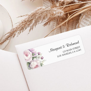 Peony Floral Wedding Return Address Dusty Purple