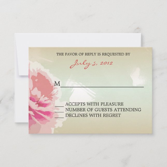 Peony Floral Wedding RSVP Response Cards (Front)