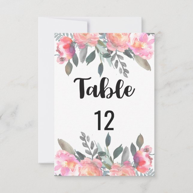 Peony Floral Wedding Table Number Seating Chart (Front)