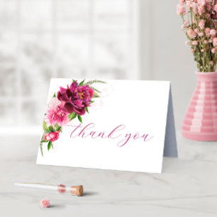 Peony Floral Wedding Thank You Card