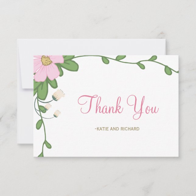 Peony Floral Wedding Thank You card (Front)