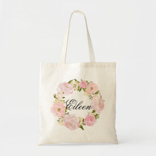 Peony Floral Wreath Wedding Welcome Tote Bag
