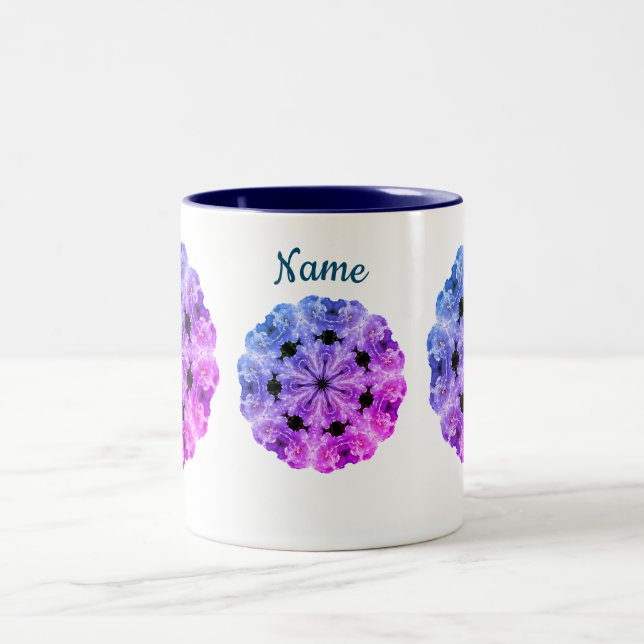 Peony Flower Art Personalised Two-Tone Coffee Mug (Center)