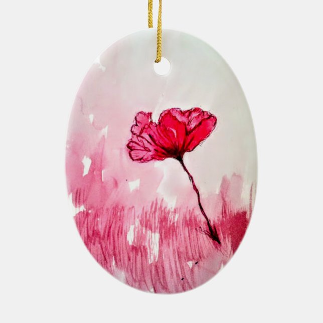 Peony Flower Ceramic Tree Decoration (Back)