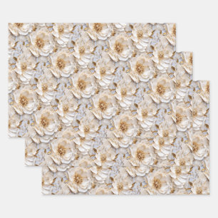Peony flower floral pattern wedding anniversary  wrapping paper sheet