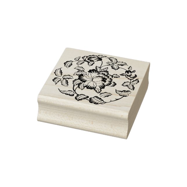 Peony flower motif silhouette art stamp (Stamp)