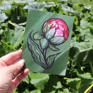 Peony Flower Peonies Gardener art Pink             Postcard